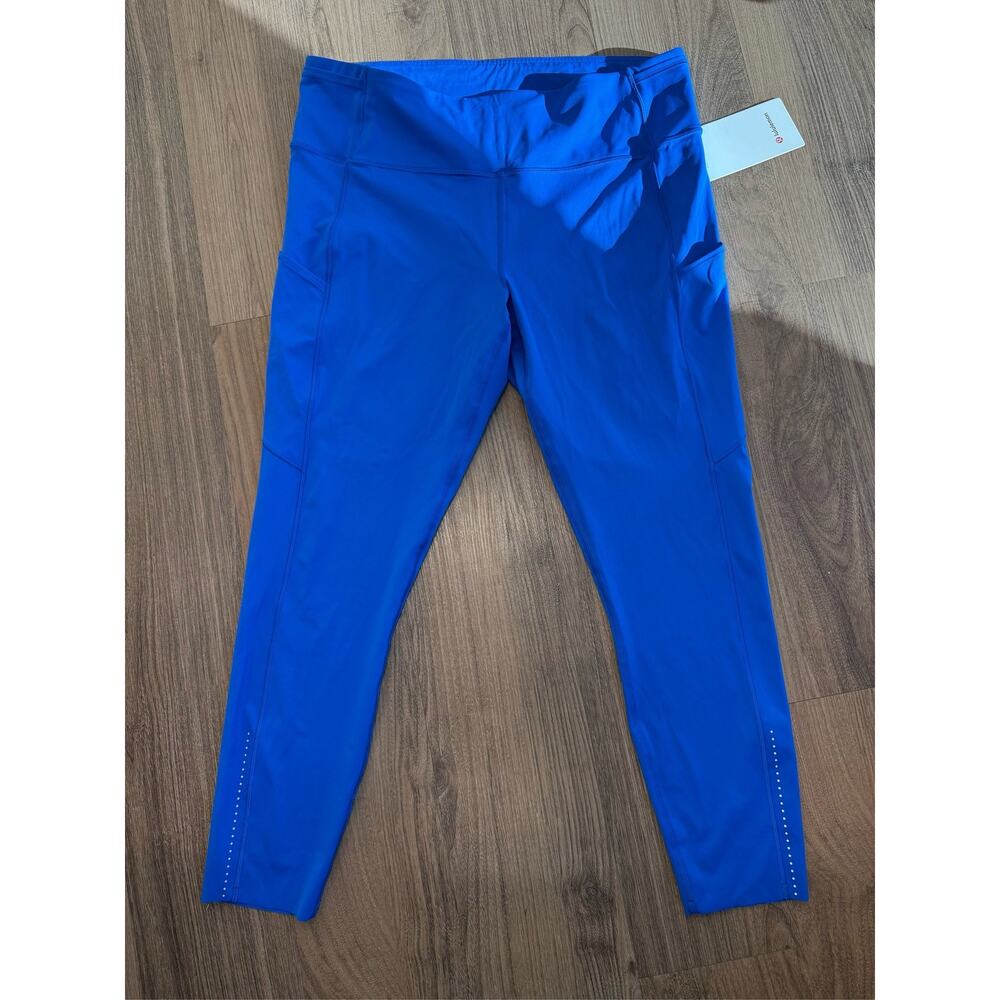 Lululemon Fast and Free HR Tight 25" Blue Leggings Size 14 Pockets NWT CEBU